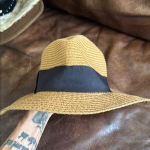 Nordstrom Stylish Tan and Black straw Hat